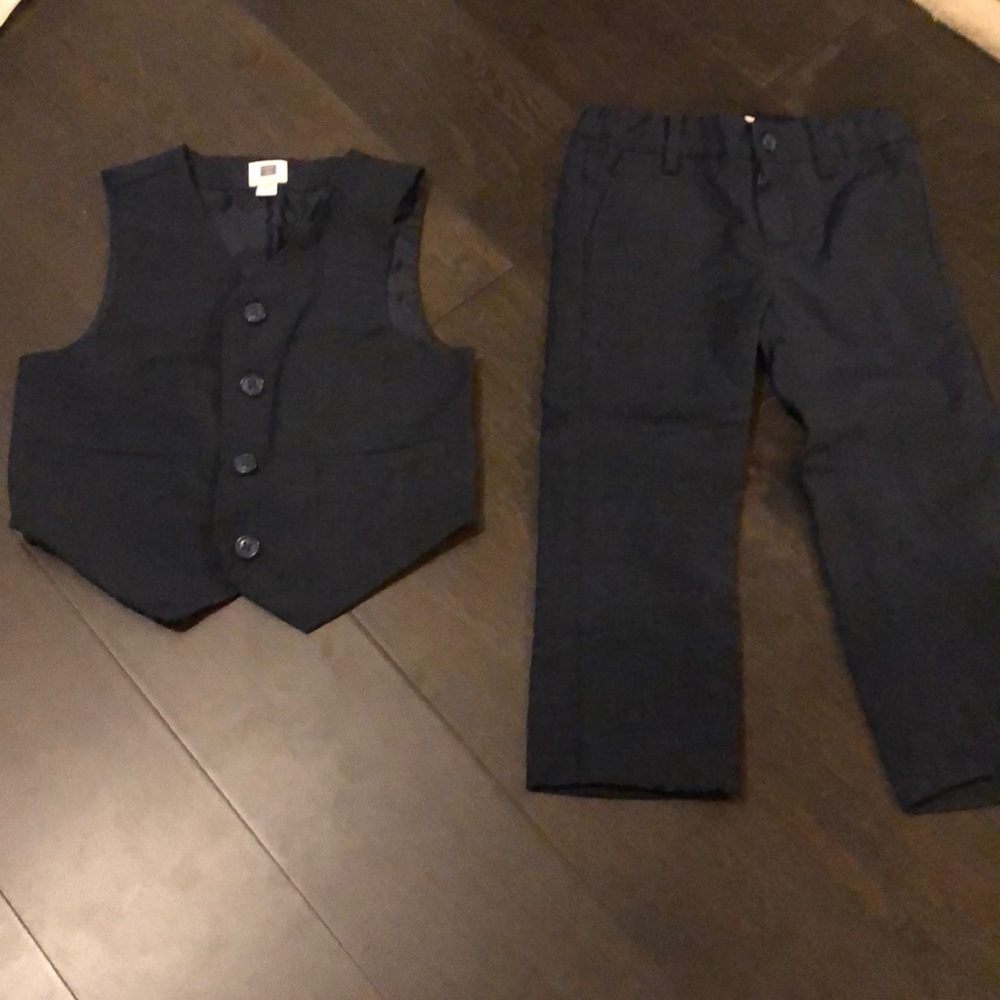 Boys navy vest and dress pant set (with cap!)